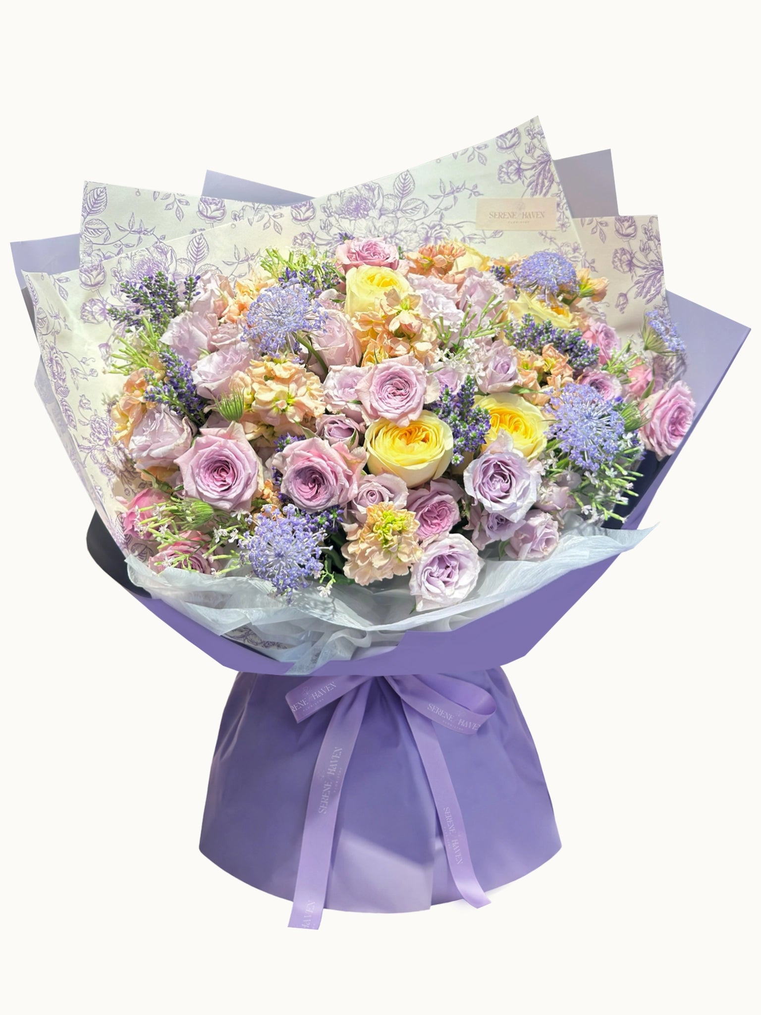 Serene Haven - Rosie Betty Bouquet 紫黃色系花束 活潑周年紀念禮物