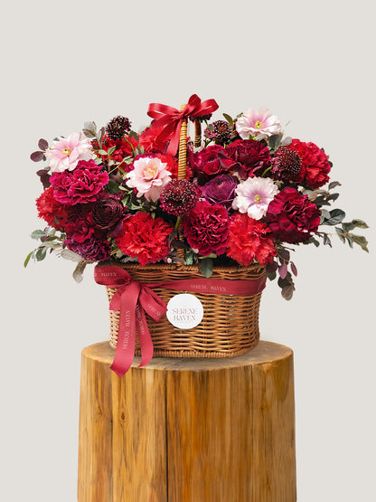 Ruby Garden Basket 花籃｜Rich ruby red floral basket