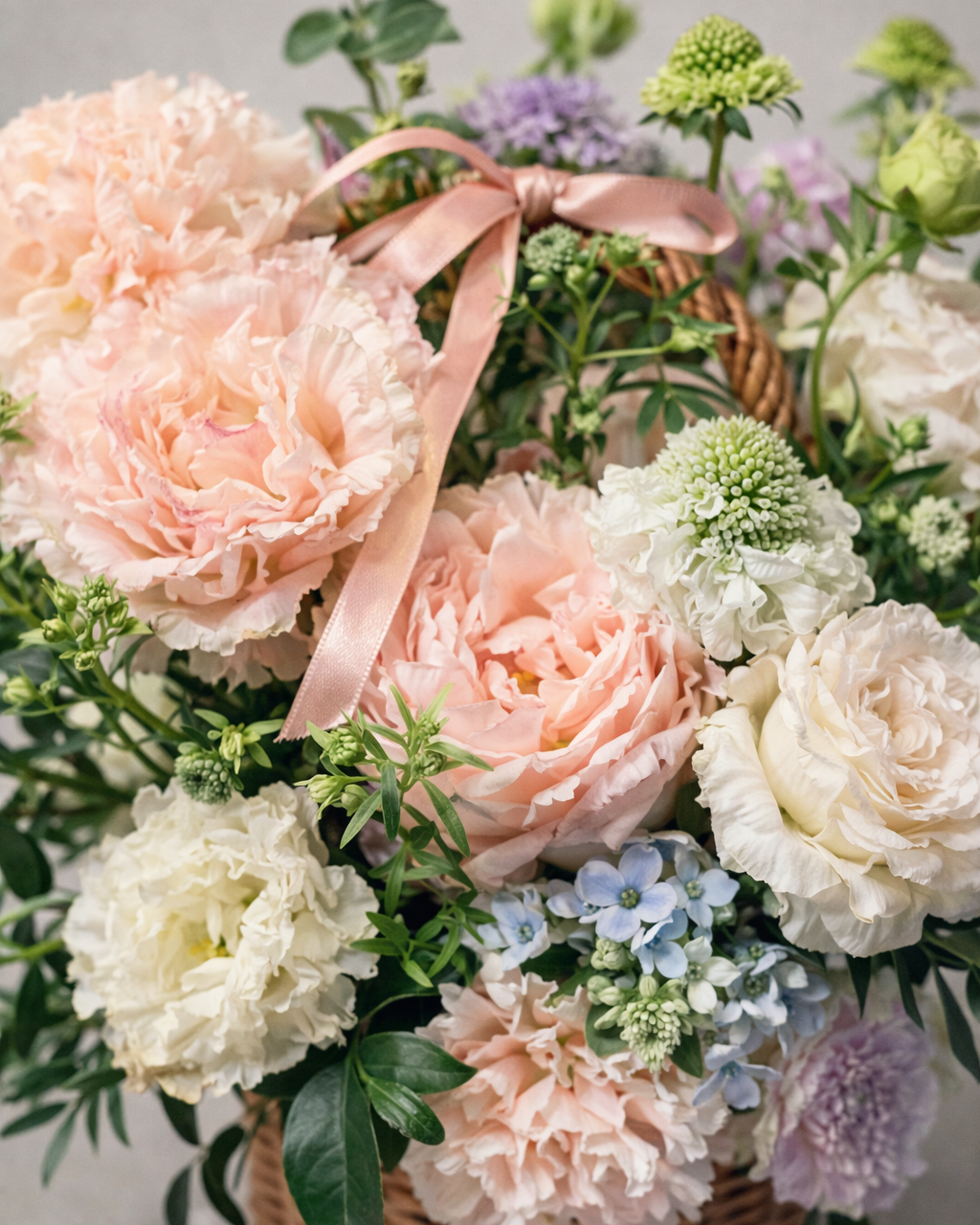 花材細節 Close-up｜Blush roses & seasonal flowers