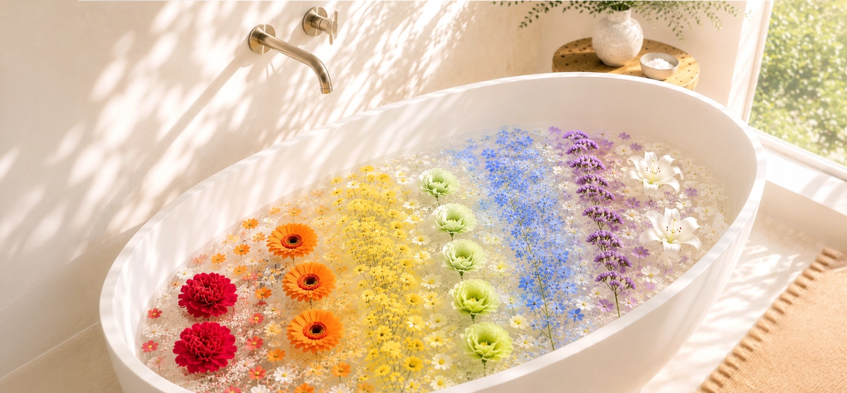七色花浴儀式 Seven-Coloured Floral Bath Ritual，a mindful self-care experience for balance, relaxation and renewal