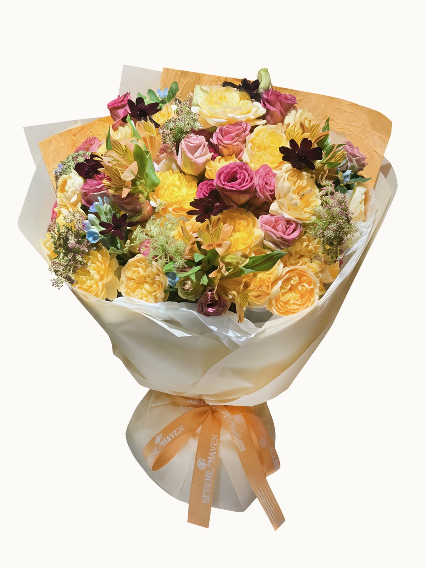 Sun-Kissed Celebration 鮮花花束｜Golden Roses、Seasonal Flowers Bouquet｜Serene Haven Floristry