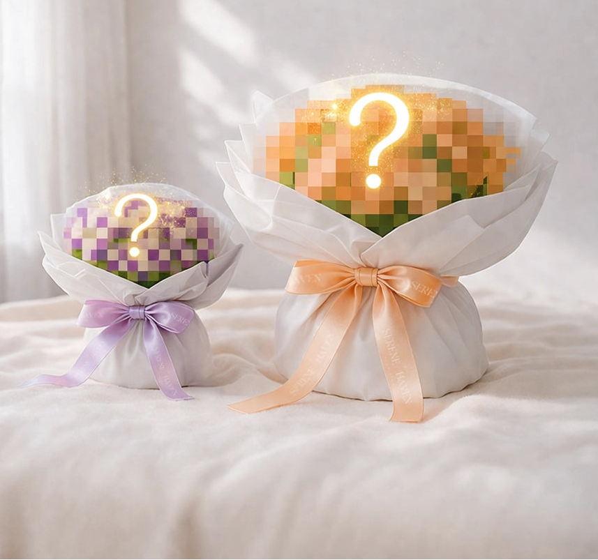 Surprise Me Collection Banner－神秘 Surprise Me flower bouquet，以 pixelated bouquet 設計保留驚喜感，選擇喜愛的 size 同 colour tone，由花藝師精心創作獨一無二的 fresh floral arrangement。