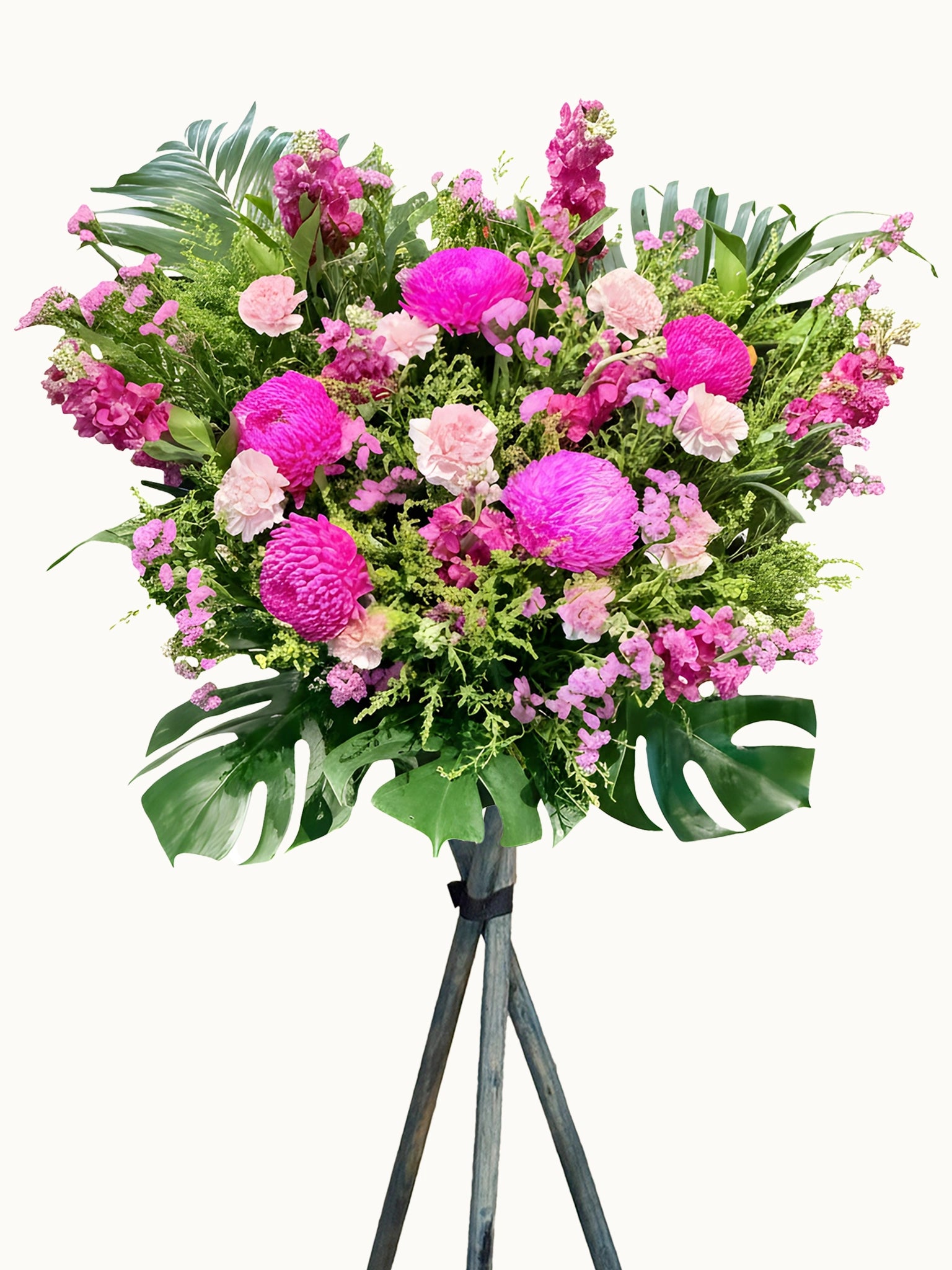 Vibrant Bloom 開張花牌｜hot pink blooms、紫粉花材及 tropical greenery