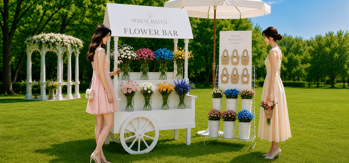 Wedding Flower Bar 婚禮鮮花體驗｜Interactive bouquet station for guests 花藝互動體驗